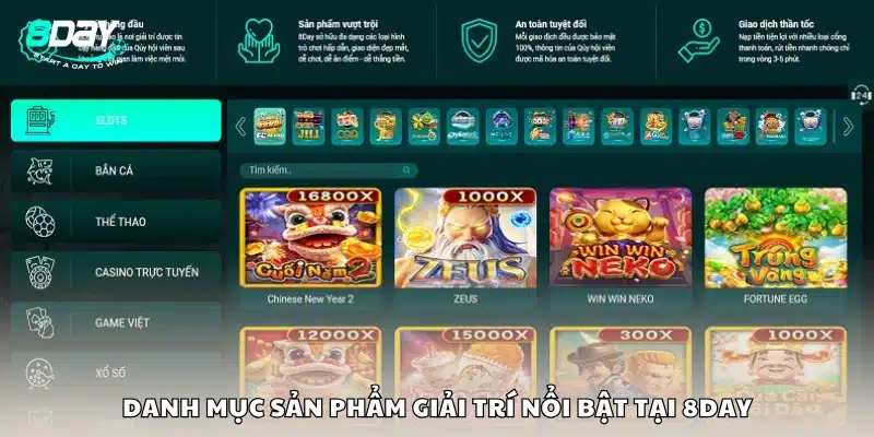Những sản phẩm giải trí hấp dẫn được ưa chuộng tại 8 Day